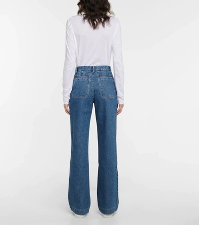 Shop Apc Seaside High-rise Flared Jeans In Washed Indigo