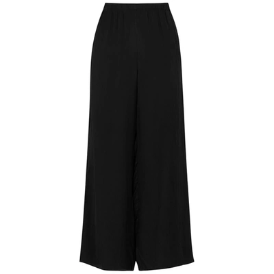 Shop Eileen Fisher Black Cropped Wide-leg Cupro Trousers