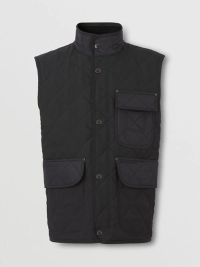 Shop Burberry Diamond Quilted Thermoregulated Gilet In Black