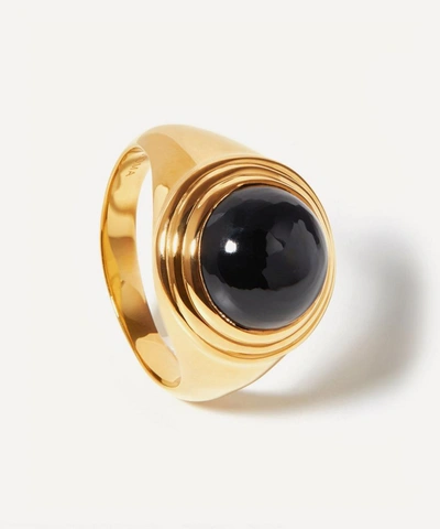 Shop Missoma 18ct Gold-plated Black Onyx Sphere Ridge Ring