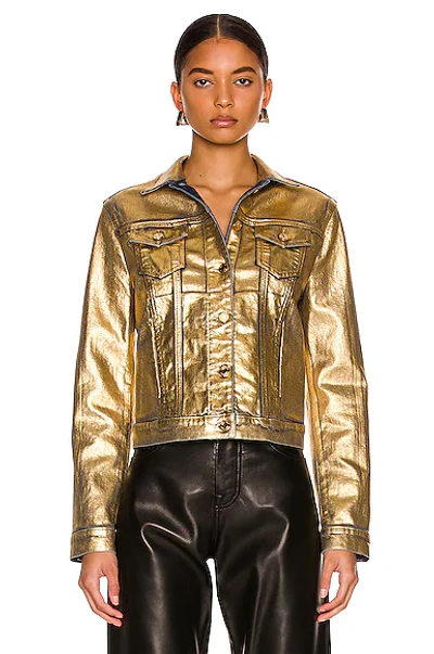 Shop Tom Ford Coated Denim Jacket In Gold