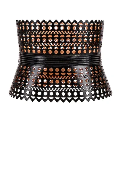 Alaïa Vienne Leather Corset Belt In Noir