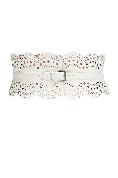 Shop Alaïa Perforated Corset Belt In Blanc Optique