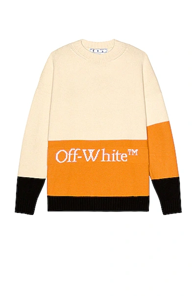 Shop Off-white Blocked Knit Crewneck In Orangeade & White