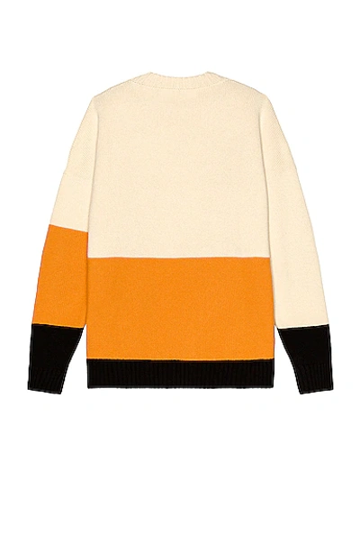 Shop Off-white Blocked Knit Crewneck In Orangeade & White