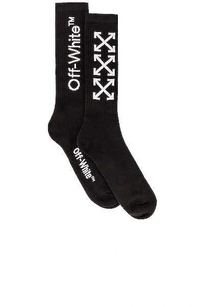 Shop Off-white Arrows Mid Length Socks In Black & White