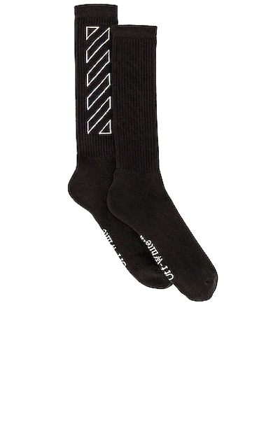 Shop Off-white Diagonal Outline Mid Length Socks In Black