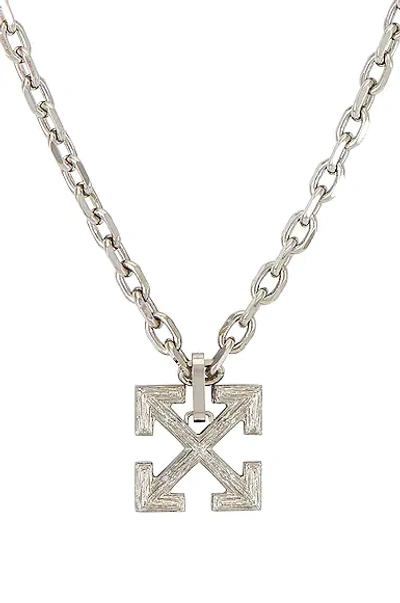 Shop Off-white Textured Arrow Necklace In Silver