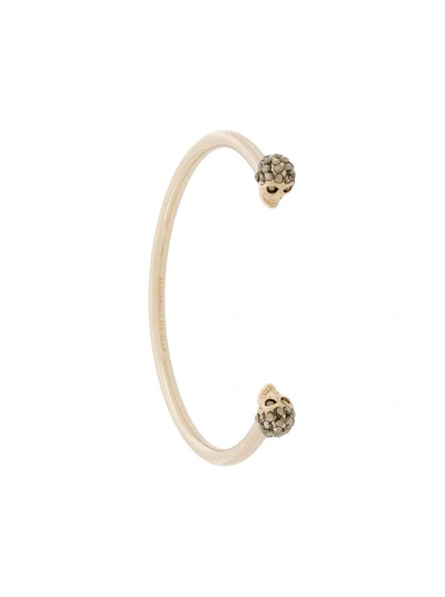 Shop Alexander Mcqueen Skull Brass Bracelet In Metallic