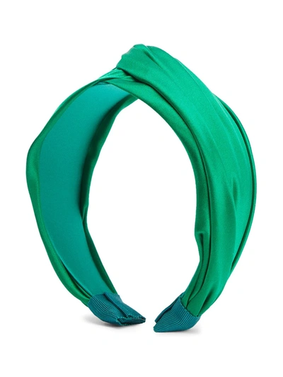 Jennifer Behr Green Twist Silk Headband In Grün
