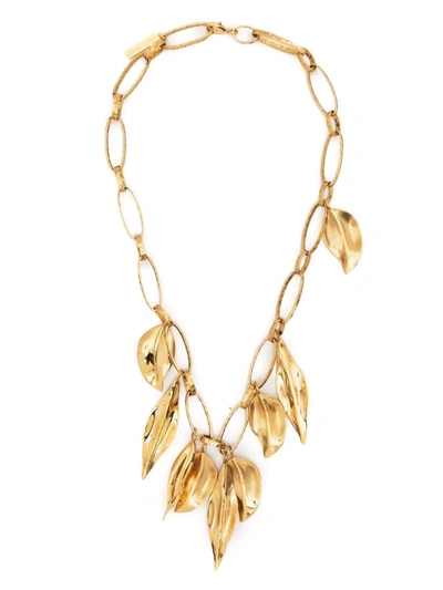 Shop Alberta Ferretti Leaf-charm Chain Necklace In 0607 - Oro
