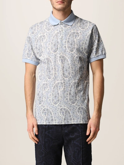 Shop Etro Regular Paisley Cotton Polo T-shirt In Gnawed Blue