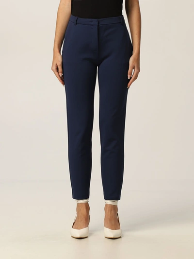 Shop Pinko Pants In Viscose Technical Fabric In Blue