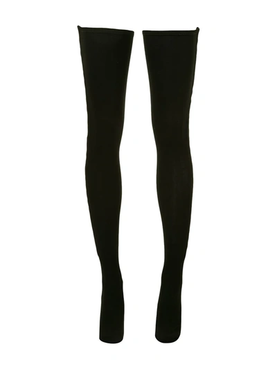 Shop Dion Lee Stretch Ribbed Stockings In Black
