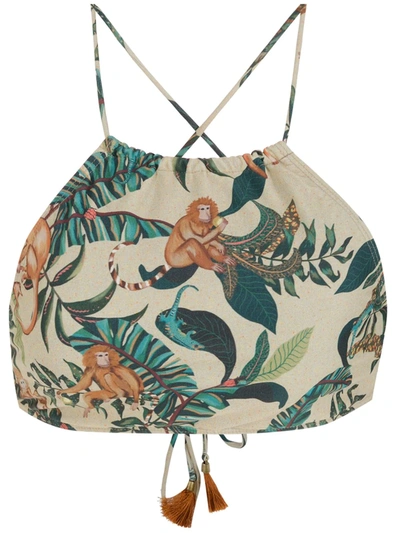 Shop Lygia & Nanny Ilana Floral-print Bikini Top In Neutrals