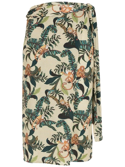 Shop Lygia & Nanny Orixa Leaf-print Wrap Skirt In Neutrals