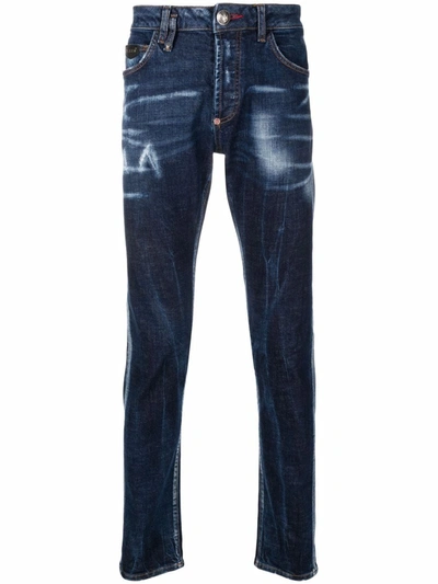 Shop Philipp Plein Mid-rise Slim-fit Jeans In Blue