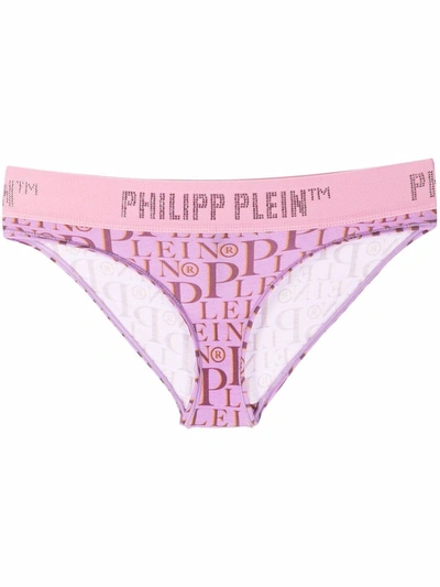 Shop Philipp Plein All-over Logo Print Briefs In Pink
