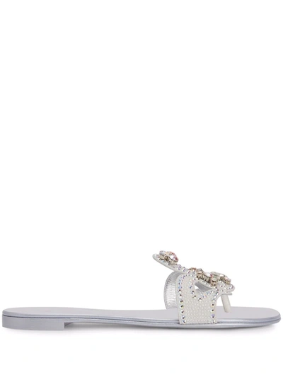 Giuseppe Zanotti Turchesite Flat Sandals In Silver