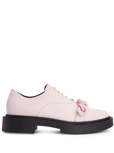 Shop Giuseppe Zanotti Adrik Chain-trim Lace-up Shoes In Pink