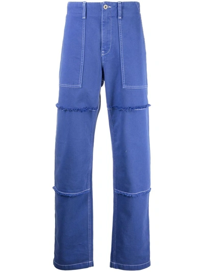 Shop Marcelo Burlon County Of Milan Tempera Cross Straight-leg Trousers In Blue