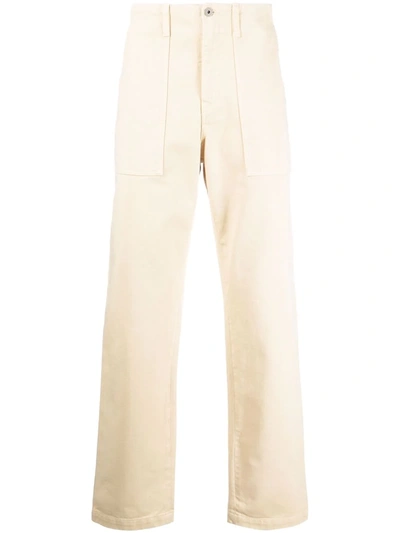 Shop Marcelo Burlon County Of Milan Embroidered Cross Straight-leg Trousers In Neutrals