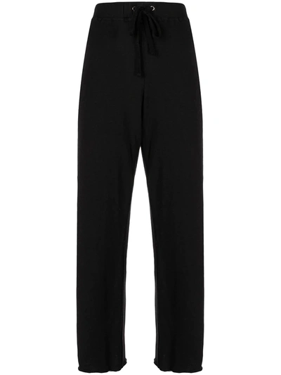 Shop James Perse French-terry Cropped Track Pants In Black