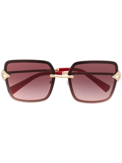 Shop Bvlgari Square-frame Tinted Sunglasses In Pink