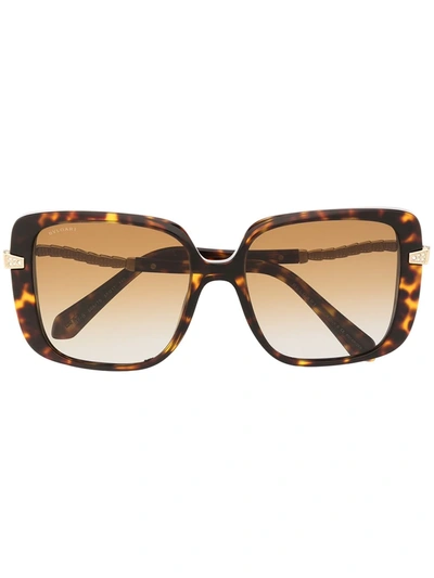 Shop Bvlgari Oversize-frame Tinted Sunglasses In Brown