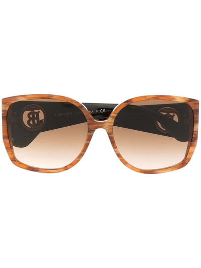 Shop Burberry Eyewear Logo-plaque Square-frame Sunglasses In Brown