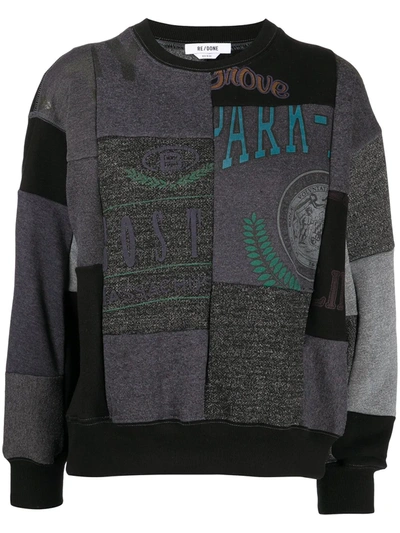 Shop Re/done Mix Print Sweatshirt In Black