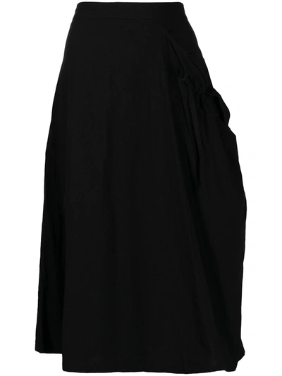 Y's High-waisted Ruched Skirt In Black