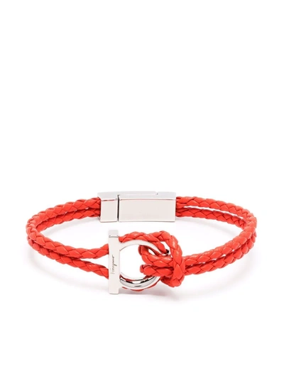 Shop Ferragamo Gancini Cord Bracelet In Red