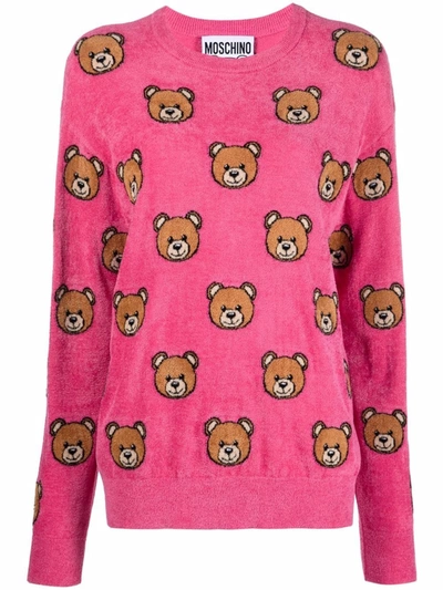 Shop Moschino Toy-bear Knit Jumper In Pink