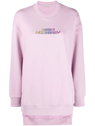 Shop Stella Mccartney Logo-print Side Slit Sweatshirt In Pink