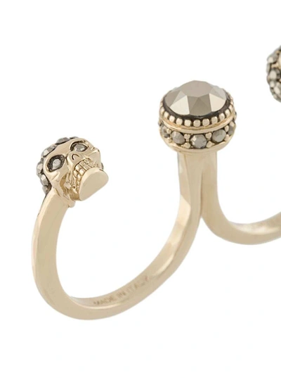 Shop Alexander Mcqueen Brass Ring With Skull Detail In Metallic