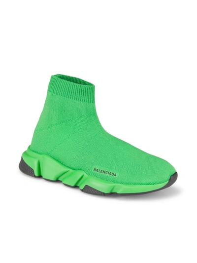 Shop Balenciaga Little Kid's & Kid's Speed Lt Sock Sneakers In Green Black