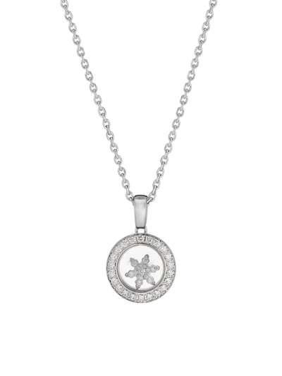 Shop Chopard Happy Diamonds 18k White Gold & Diamond Snowflake Pendant Necklace