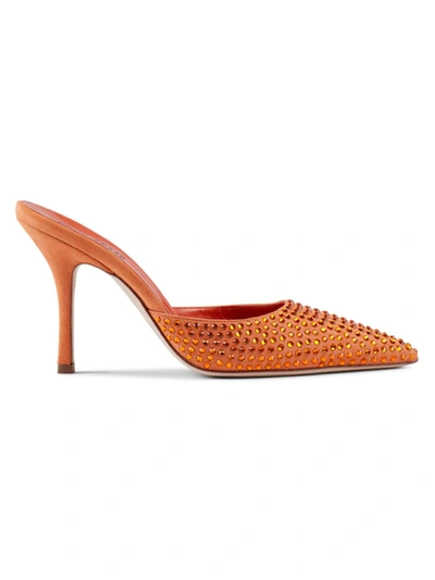 Shop Paris Texas Women's Hollywood Embellished Suede Mules In Amber
