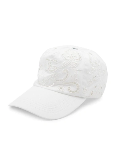 Shop Dolce & Gabbana Logo Lace Embroidery Baseball Cap In Ricati