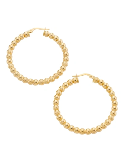 Shop Saks Fifth Avenue 14k Yellow Gold Bead Hoop Earrings