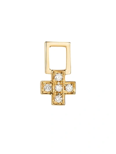 Shop Robinson Pelham Women's Earwish Cross 14k Gold & Diamond Charm In Yellow Gold