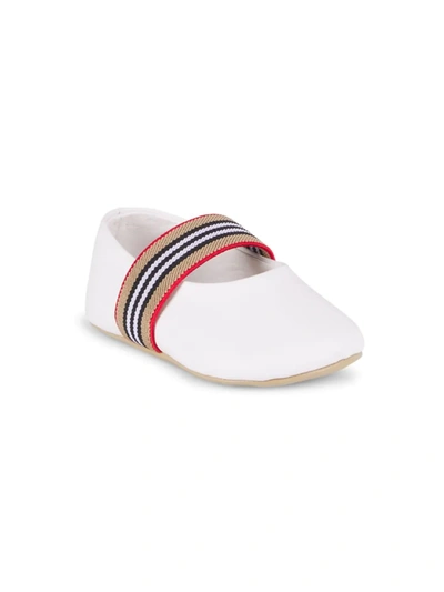 Shop Burberry Baby Girl's Ballet Flats In Optic White