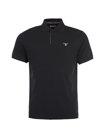 Shop Barbour Cotton Piqué Polo Shirt In Black Modern