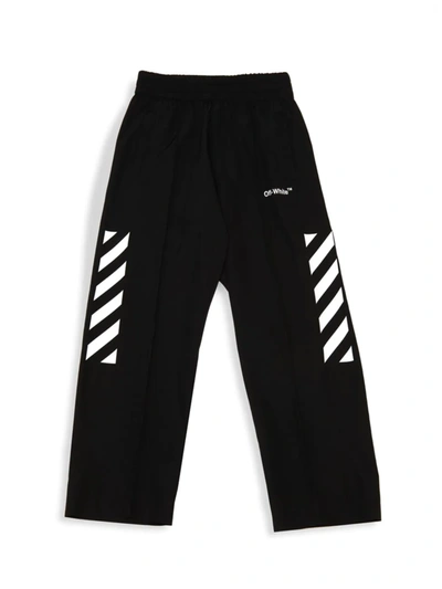 Shop Off-white Little Boy's & Boy's Off Helvetica Trackpants In Black White