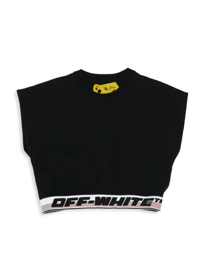 Shop Off-white Little Girl's & Girl's Cropped Logo Tee In Black