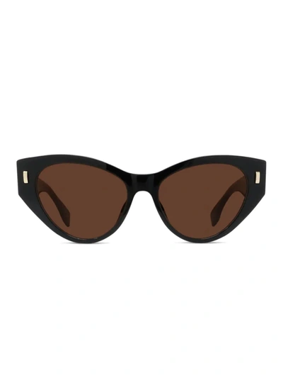 Shop Fendi Women's  First 55mm Cat Eye Sunglasses In Black Brown