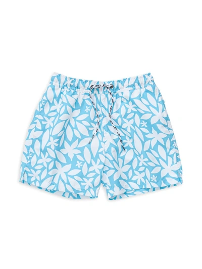 Shop Snapper Rock Little Boy's & Boy's Aqua Bloom Volley Board Shorts In Blue