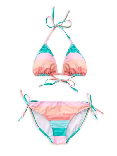 Shop Snapper Rock Girl's 2-piece Sunset Stripe String Bikini In Neutral