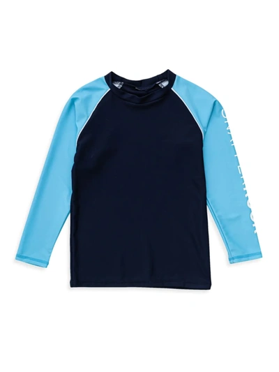 Shop Snapper Rock Little Boy's & Boy's Colorblock Long-sleeve Rash Top In Blue